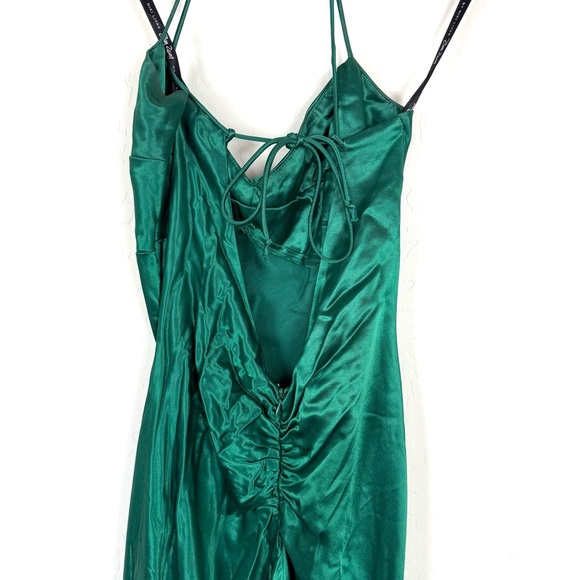 Vintage Zum Zum by Niki Livas Emerald Green Satin Halter Evening Gown Prom Dress - Picture 10 of 16